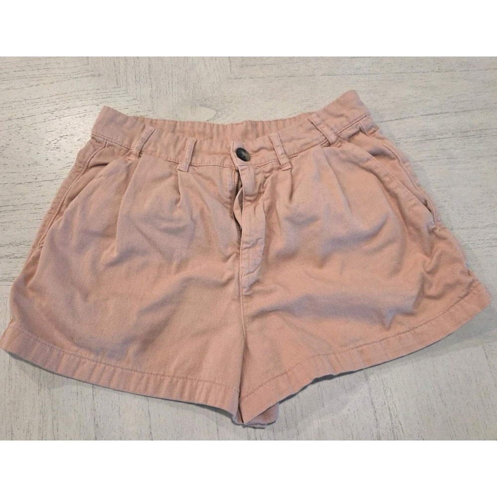 Free People Billie Chino Shorts Women 4 Light Pink Pleated Preppy Cotton Stretch
